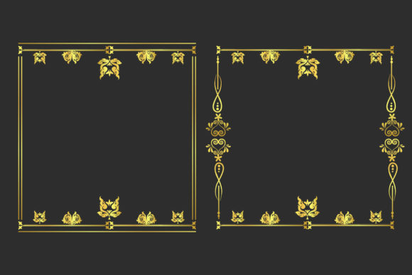 Golden Floral Artistic Frame Border Set: Elegance in Design