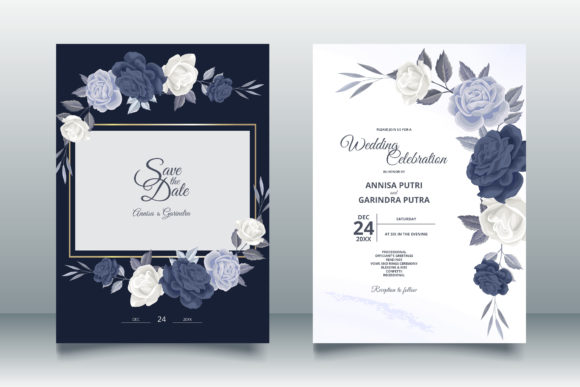 Romantic Navy Floral Wedding Invitation: A Timeless Design Asset